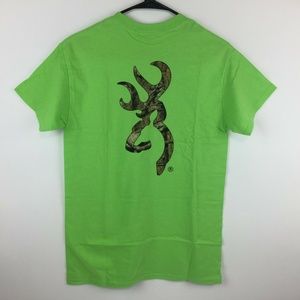 Browning Buckmark T-Shirt Camo Logo Green Tee